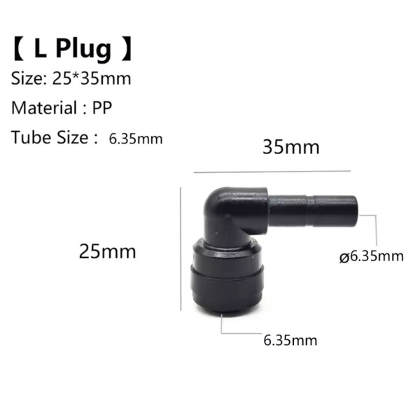 Conector con tubo negro en 6mm.
