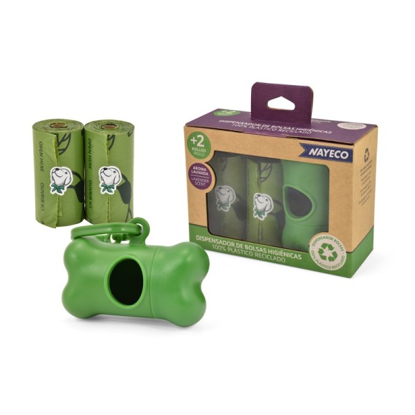 PORTABOLSAS RECICLADO +2 ROLLOS de 15 BOLSAS AROMA, NAYECO.