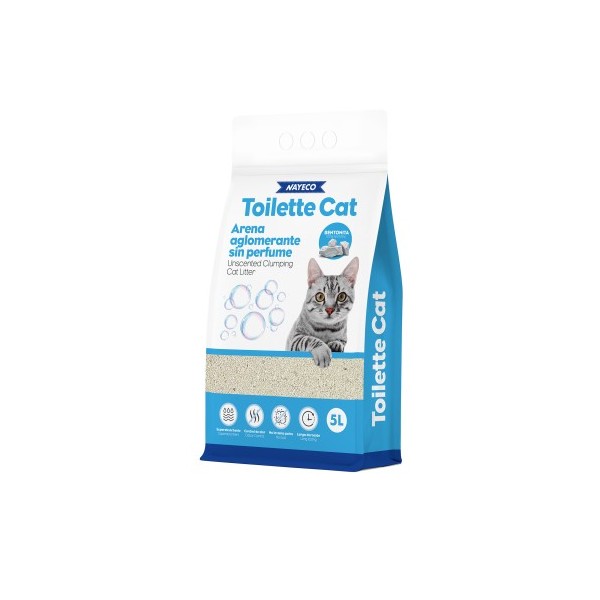 TOILETTE CAT ARENA AGLOMERANTE BENTONITA SIN PERFUMAR
