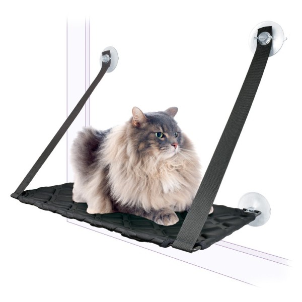 HAMACA GATO CON VENTOSA NEGRA 59*33cm