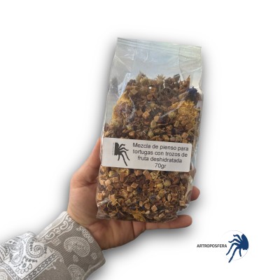 Mezcla de pienso para tortugas con trozos de fruta deshidratada