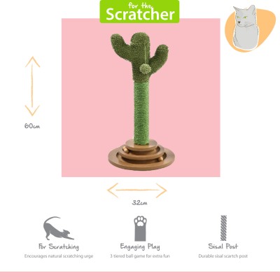Poste de juego y rascador para gatos de cactus