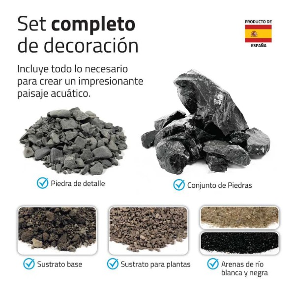 Kit Aquascaper Fluval Black Basalt para crear paisajes acuáticos naturales