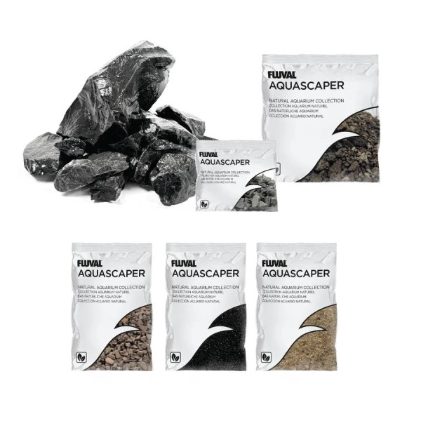 Kit Aquascaper Fluval Black Basalt para crear paisajes acuáticos naturales