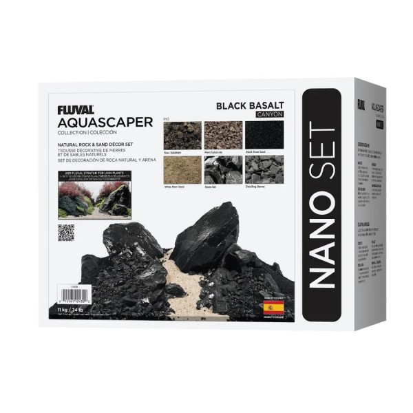 Kit Aquascaper Fluval Black Basalt para crear paisajes acuáticos naturales