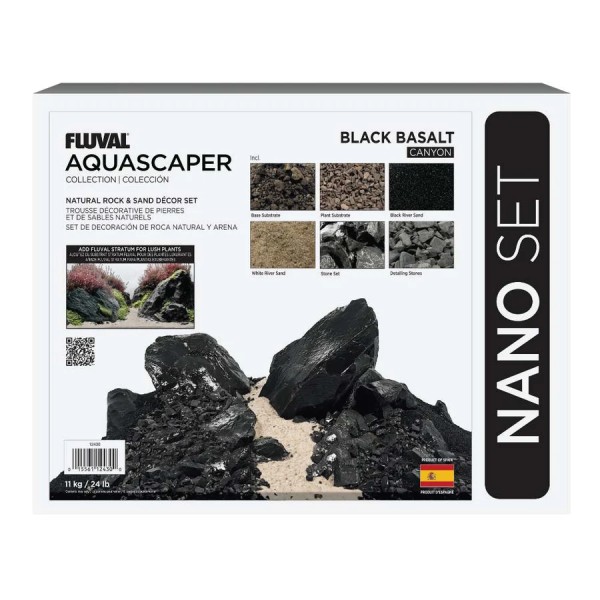 Kit Aquascaper Fluval Black Basalt para crear paisajes acuáticos naturales