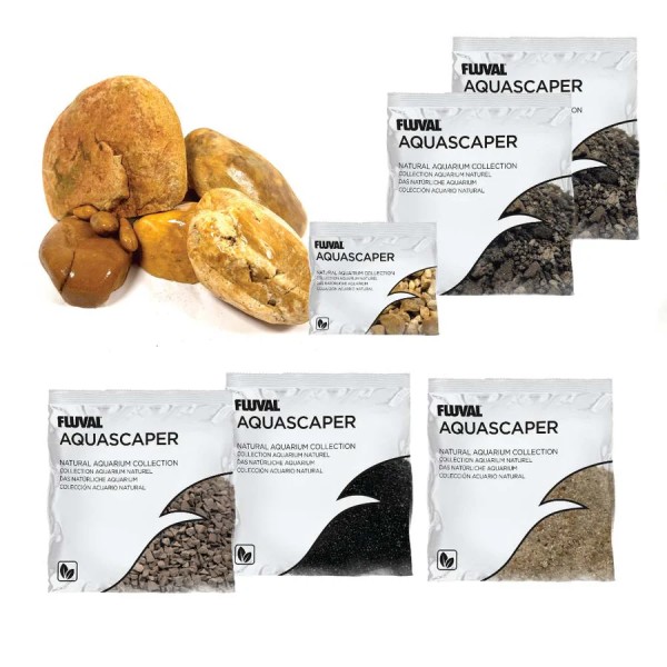 Kit de piedras y grava Fluval Yellowstone Canyon para acuascaping natural