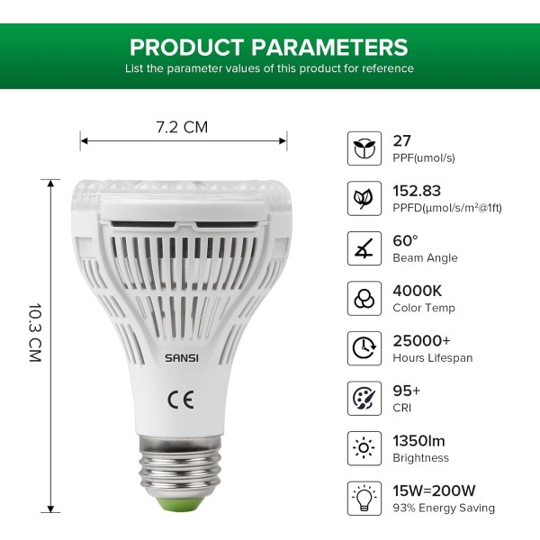 Bombilla LED para Plantas PAR25 15 W E27 | SANSI