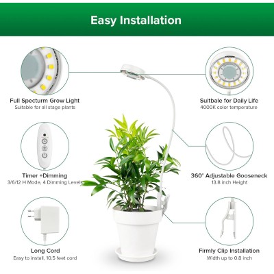 Lámpara LED para Plantas Pot Clip 10 W con Temporizador | SANSI 2