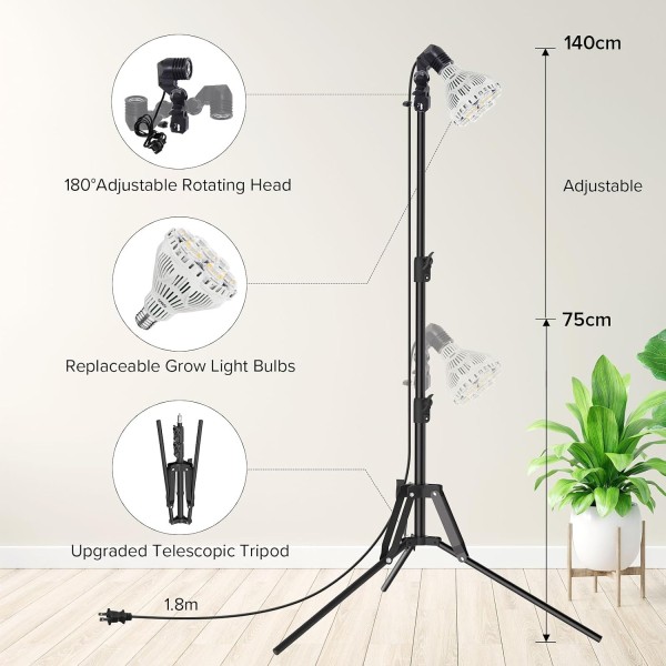 Lámpara LED para Plantas BR30 40 W con Trípode y Temporizador | SANSI