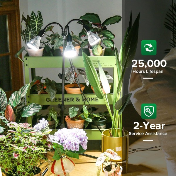 Lámpara LED para Plantas 90 W con 3 Focos y Trípode | SANSI