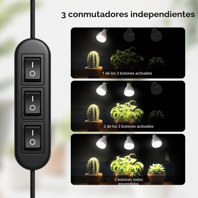 Lámpara LED para Plantas 90 W con 3 Focos y Trípode | SANSI 2