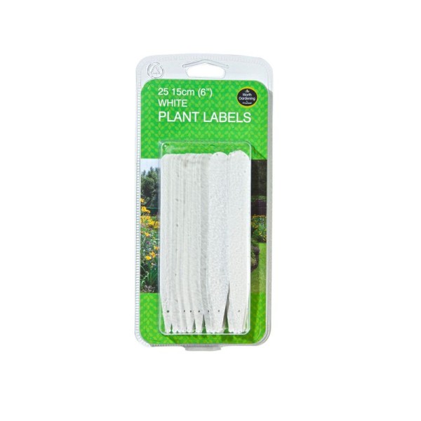 Etiquetas blancas Garland para identificar plantas, semilleros y esquejes. Disponibles en 10 y 15 cm, paquetes de 25 unidades. R